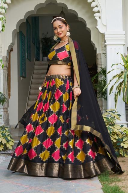Artriddhs DolaJecard silk Black Surat wedding lehenga choli wholesale